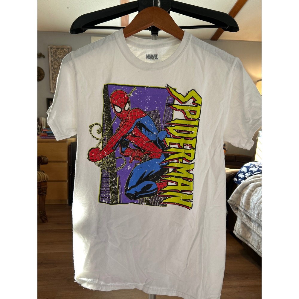 Marvel Spider Man Graphic T Shirt Men's‎ White Short Sleeve Size S M